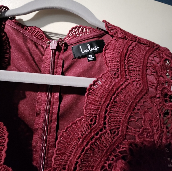 Lulu's Angel in Disguise Burgundy Lace Skater Dress - Picture 10 of 10